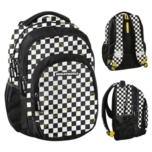 Пасо Рюкзак Шкільний Молодіжний Трикомірний Шахова Дошка З Кишенею Smiley World BeUniq Клітка