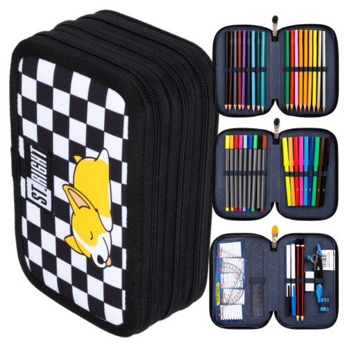 St. Right Портфель Трійний Шкільний З Шкільним Обладнанням Sleepy Corgi