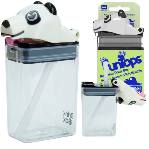 Напій у коробці квадратна пляшка Fun Tops Tritan 235мл Панда