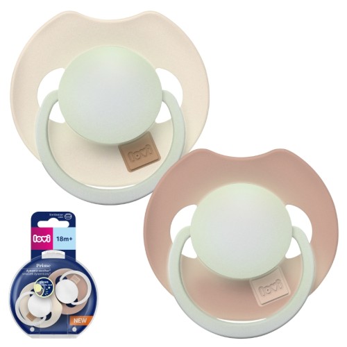 Lovi Соска Силіконова Динамічна Світиться В Темряві Prime 18м+ 2шт. Blush/Ivory