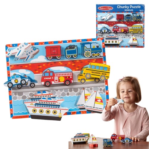 Мелісса і Дуг Дерев'яна Чанка Пазл 9 Елементів Транспортні Засоби 2+