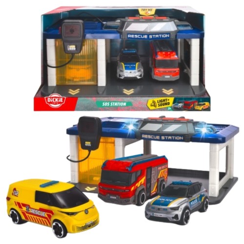 Dickie Toys Станція Рятувальна З 3 Рятувальними Транспортними Засобами З Світловими Та Звуковими Ефектами