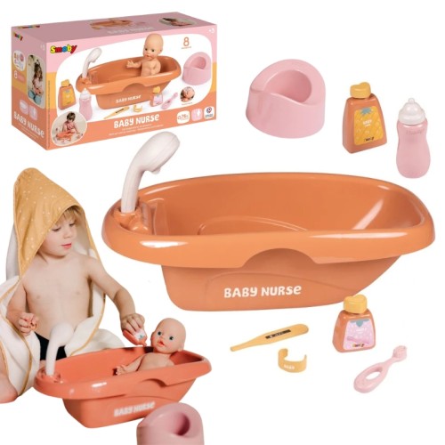 Smoby Baby Nurse Ванночка Для Ляльок Набір Для Купання З Аксесуарами