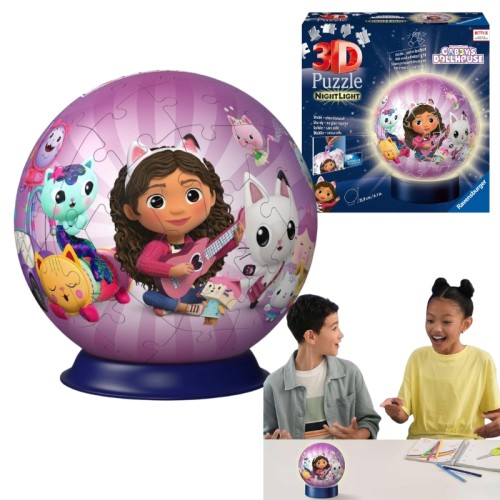 Пазл 3D Ravensburger Куля, що світиться в темряві, Котячий дім Габі 74 ел. 6+