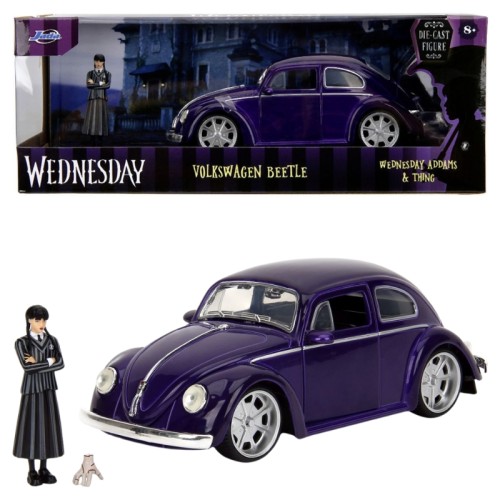 Jada VW Beetle Wednesday Addams Автомобіль Транспортна Модель 1:24 Металевий Фігурка Ручка