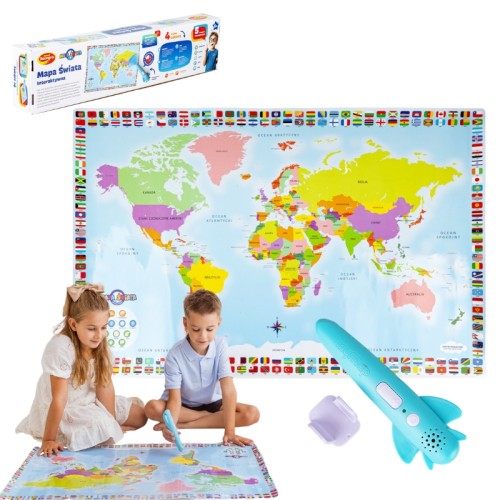 Dumel Інтерактивна Карта Світу Двозначна 1500 Фактів 90x60см 6+