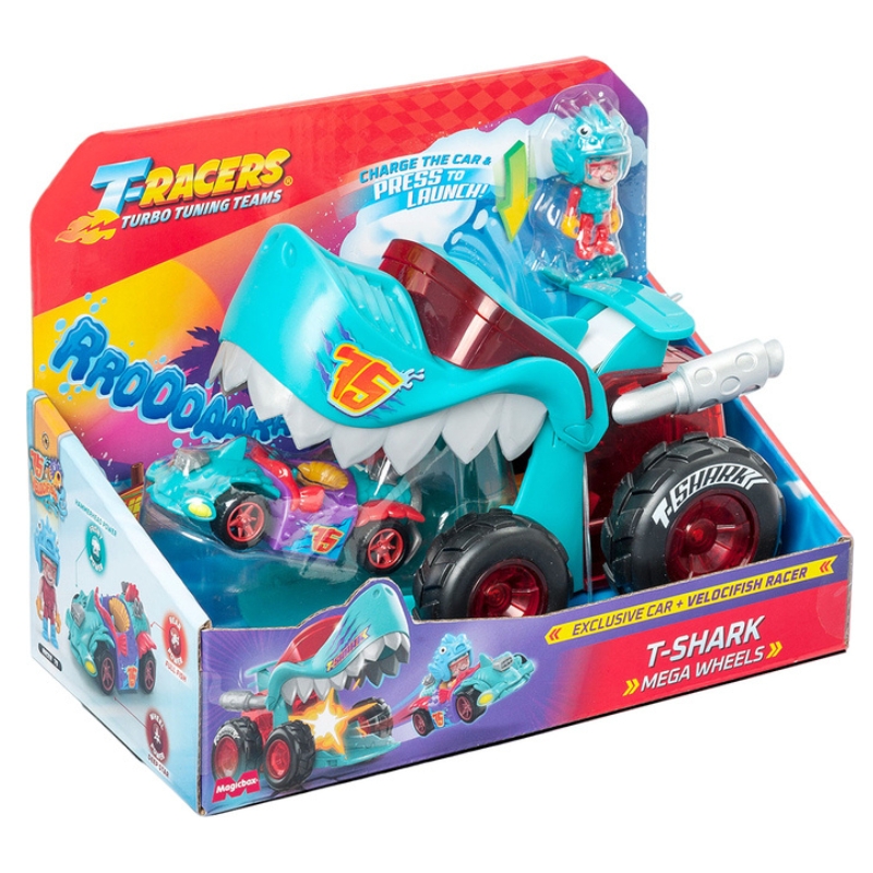 T-Racers Автомобіль T-Shark Mega Wheels Вистріл З Автомобілем І Фігуркою Водія