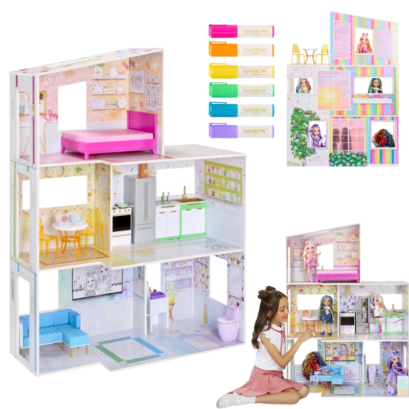 RAINBOW HIGH COLOR AND PLAY HOUSE ДІМ ДЛЯ РОЗФАРБОВУВАННЯ ДЛЯ ЛЯЛЬОК З МАРКЕРАМИ